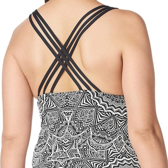 La Blanca Multi Strap Cross Back Tankini Swimsuit Top, B/W, Henna Medallion,  0 - Picture 4 of 6